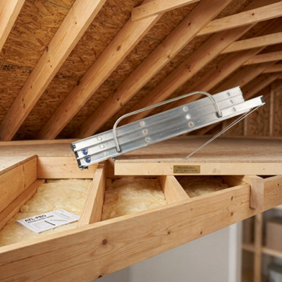 3.0M Aluminium Loft Ladder 3 Section Folding Attic Access Ladder with ...