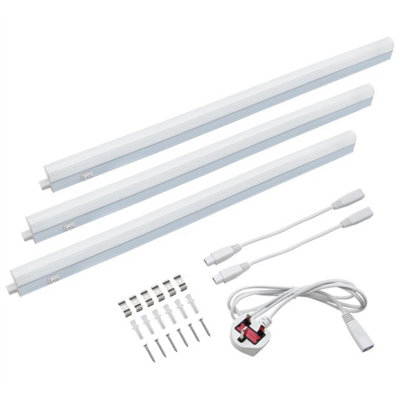 3 24W LED T5 Under Cabinet Light Linkable 575mm Cool White with Plug UC575