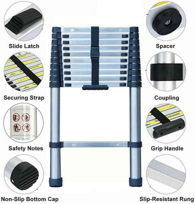 3.2M Telescopic Ladder, 10.5FT Multi-Purpose Stainless Steel ...