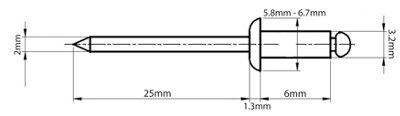 3.2mm x 6mm - Pack of 50 - ISO 15983 - Stainless Steel Blind Pop Rivet ...