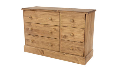 3+3 drawer wide chest, Antique waxed, Cotswold collection