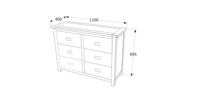 3+3 drawer wide chest, rich dark brown lacquer finish, Boston range