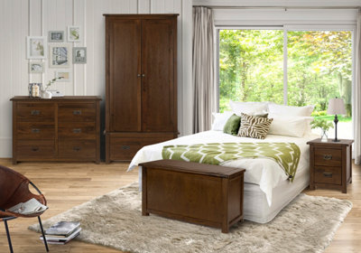 3+3 drawer wide chest, rich dark brown lacquer finish, Boston range