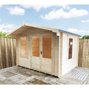 3.3m x 3m Premier Log Cabin With Half Glazed Double Doors