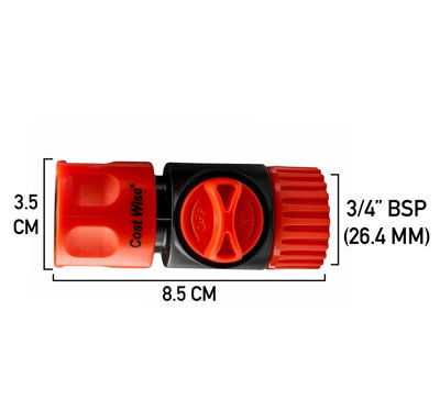 3/4" adaptor+waterbutt tap/valve with female universal click-lock connection (fits 26mm hole) - 6