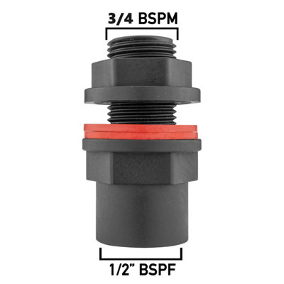 3/4" bsp (26mm hole) Water butt/rain barrel/tank outlet adaptor/connector+universal hose connector - 3