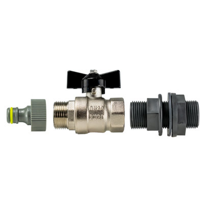 3/4" bsp garden water butt/rain barrel  adaptor+metal valve+universal connector - 4