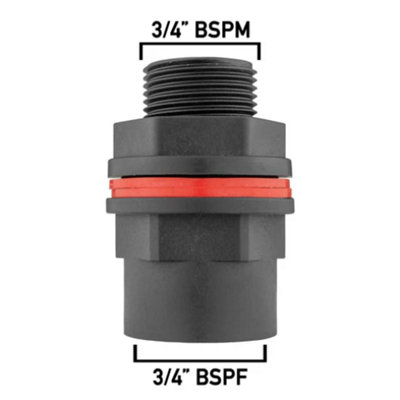 3/4 BSP Garden Water Butt Tank Adapter w/ Gasket Durable Plastic Male-Female - 5