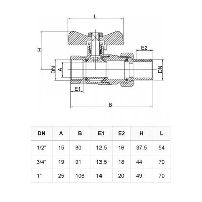 3/4 BSP Heavy Duty Plumbing Ball Valve Blue Butterfly Handle FxM - 3