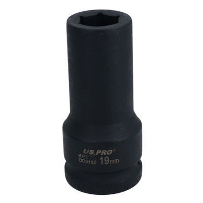 3/4" Drive 19mm Deep Metric MM Impact Impacted Socket 6 Sided Single Hex