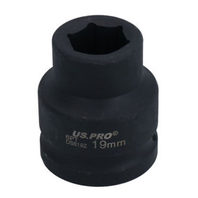 3/4" Drive 19mm Shallow Metric MM Impact Impacted Socket 6 Sided Single Hex