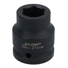 3/4" Drive 21mm Shallow Metric MM Impact Impacted Socket 6 Sided Single Hex