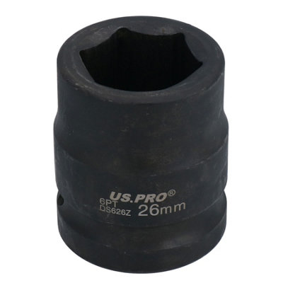 3/4" Drive 26mm Shallow Metric MM Impact Impacted Socket 6 Sided Single Hex
