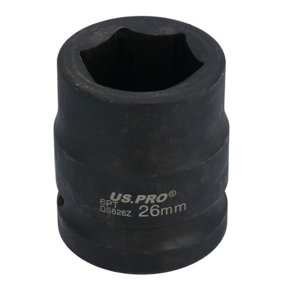 3/4" Drive 26mm Shallow Metric MM Impact Impacted Socket 6 Sided Single Hex