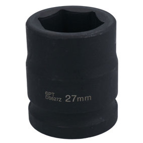 3/4" Drive 27mm Shallow Metric MM Impact Impacted Socket 6 Sided Single Hex