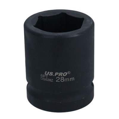 3/4" Drive 28mm Shallow Metric MM Impact Impacted Socket 6 Sided Single Hex