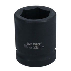 3/4" Drive 28mm Shallow Metric MM Impact Impacted Socket 6 Sided Single Hex