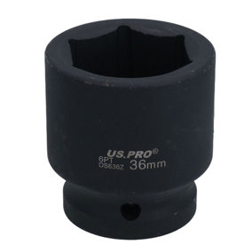 3/4" Drive 36mm Shallow Metric MM Impact Impacted Socket 6 Sided Single Hex