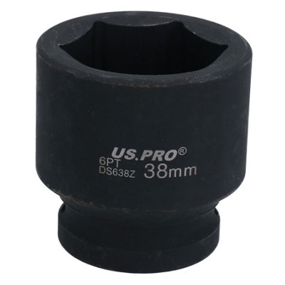 3/4" Drive 38mm Shallow Metric MM Impact Impacted Socket 6 Sided Single Hex