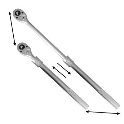 Powerbuilt 940745 3/4“ Antrieb Ratsche – Verlängerbarer Hebel Mit 24 Zähnen, 19“ (kurz) & 30“ (verlängert)