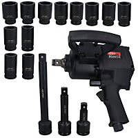 3/4 in Drive Air Impact Wrench Gun 1800 Nm 12 Sockets and Extensions