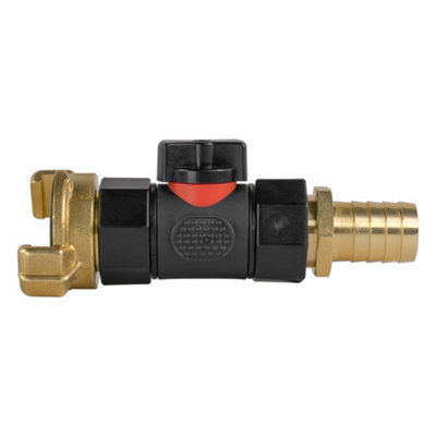 3/4 inch BSP Geka Connector Kit with Valve and 19mm Brass Hose Tail Joiner