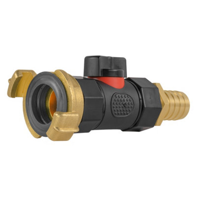 3/4 inch BSP Geka Connector Kit with Valve and 19mm Brass Hose Tail Joiner