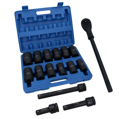 3/4" Ratchet 20 teeth 500mm + 12 Deep Impact Sockets 24 - 41mm + Extensions