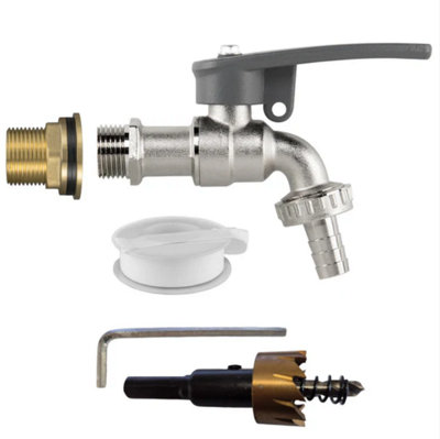 3/4 Water Butt Brass Kit with Lever Tap Hose Barb and Side Lock and ...