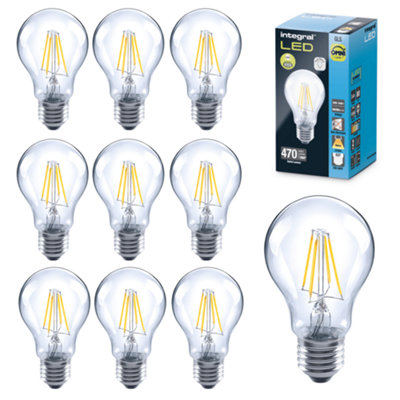 3.4W LED Omni Filament GLS Bulb: 470lm, Warm White 2700K, Non Dimmable: 10 Pack