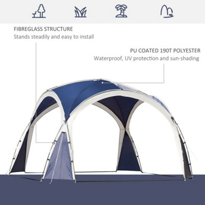 3.5 x 3.5 m Outdoor Gazebo Event Dome Shelter Party Tent for Garden Blue and Grey - 4