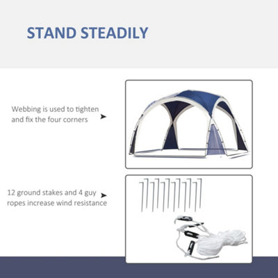 3.5 x 3.5 m Outdoor Gazebo Event Dome Shelter Party Tent for Garden Blue and Grey - 7