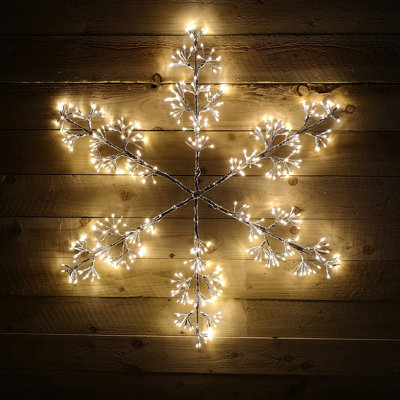 3.5ft 108cm Warm White Giant 480 LED Snowflake Silhouette Indoor Outdoor Christmas Decorations