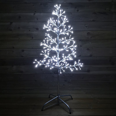 3.5ft Cool White 230 LED Silver Christmas Tree Metal Frame Silhouette