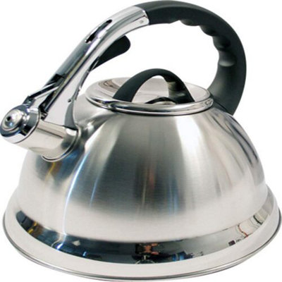 3.5L Silver Stainless Steel Lightweight Whistling Kettle Camping Fishing Home Cordless - 3