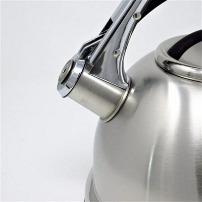 3.5L Silver Stainless Steel Lightweight Whistling Kettle Camping Fishing Home Cordless - 5