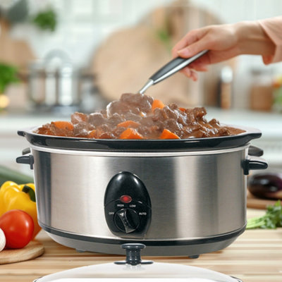 3.5L Slow Cooker - Stainless Steel Food Heater with 3 Heat Settings ...