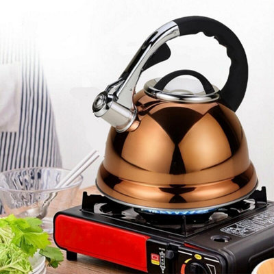 3.5ltr Large Whistling Kettle Stainless Steel Copper Gas Electric Hob Wood Stove