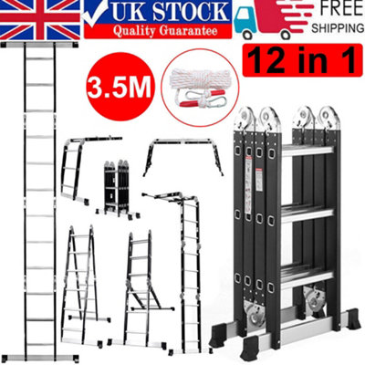 3.5M 12 IN 1 Excel Aluminium Combination Step Ladder Foldable Multi-Purpose