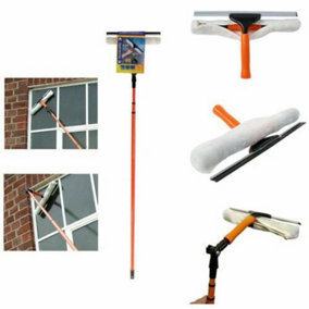 3.5m Telescopic Conservatory Window Glass Cleaning Cleaner Kit With Squeegee