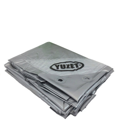 3.5m x 5.4m Yuzet Silver XT Tarpaulin  heavy duty Tarp Ground Sheet Ribbed Strength