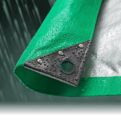 3.5M x 5.5M GREEN/SILVER WATERPROOF TARPAULIN SHEET TARP COVER WITH EYELETS