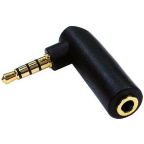 3.5mm 4 Pole Right Angled Adapter - Male to Female GOLD Audio Headphone Socket