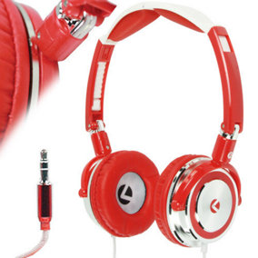 3.5mm Red Foldable On ear Stereo Headphones Headset Bass Swivel MP3 iPod