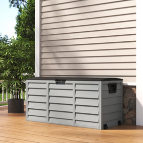 3.6 x 1.7 ft Black 290L Top Waterproof Large Plastic Garden Storage Box with Wheels
