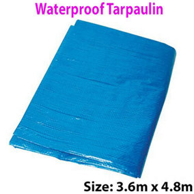 3.6 x 4.8m Outdoor Waterproof Blue Tarpaulin Sheets Ground Protective Cover Tarp