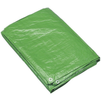 3.66m x 4.88mm Green Tarpaulin - Mould and Mildew Proof - Waterproof Cover Sheet