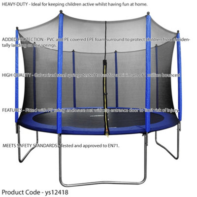 3.6m / 12ft Trampoline & Safety Enclosure Net - 150KG Max Outdoor Garden Jump