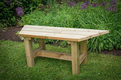 3.6m Hexagonal Wooden Garden Gazebo with Cedar Roof - Furnished with Table - 6