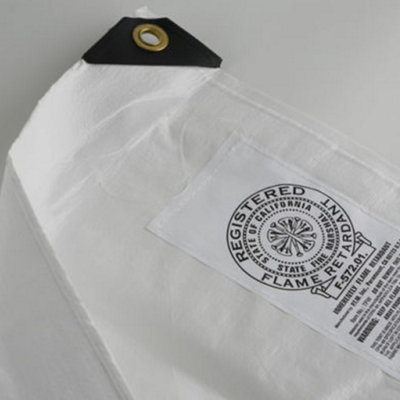 12' X 30' White Fire Retardant Tarp (Actual Size 11'6" X 29'6
